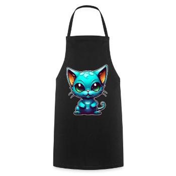 Chat extraterrestre mignon - Tablier de cuisine - noir - Devant - AI Model Male 185 dark (185cm)