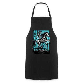Glitter Skull / Skeleton Cowboy with Unicorn FS0228 - Cooking Apron - black - Front - AI Model Male 185 dark (185cm)