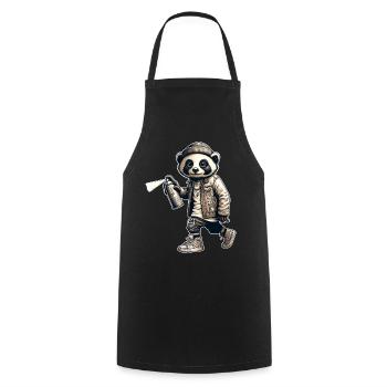 Panda Graffiti Bombe aérosol Street Art - Tablier de cuisine - noir - Devant - AI Model Male 185 dark (185cm)
