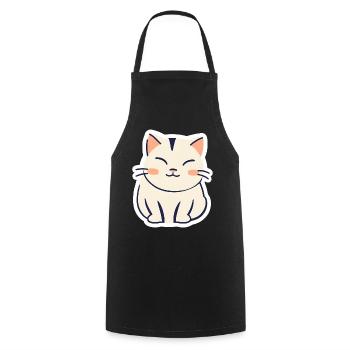 ☺️Cute Lucky Cat Sticker Adorable Happy - Cooking Apron - black - Front - AI Model Male 185 dark (185cm)