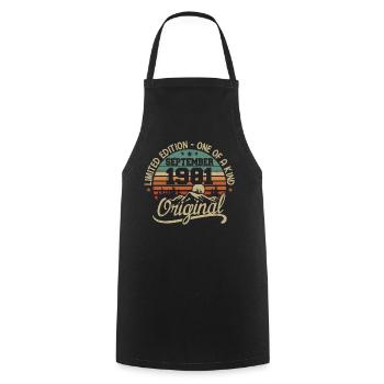 September 1981 Birthday Gift September 1981 - Cooking Apron - black - Front - AI Model Male 185 dark (185cm)