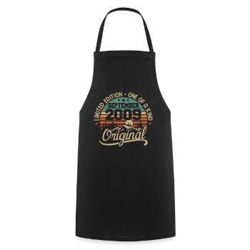 Birthday September 2009 Gift September 2009 - Cooking Apron - black - Front - AI Model Male 185 dark (185cm)