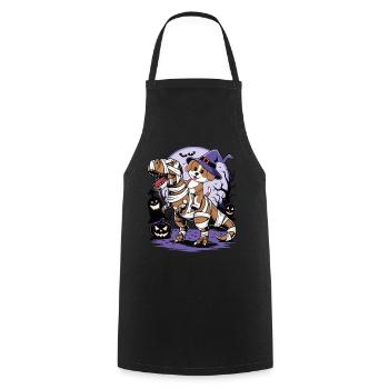 Cute dog riding a dinosaur on Halloween - Cooking Apron - black - Front - AI Model Male 185 dark (185cm)