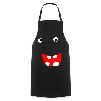 Monstre Halloween Bande dessinée Visage effrayant Visage cool - Tablier de cuisine - noir - Devant - AI Model Male 185 dark (185cm)