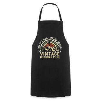 November 2010 Birthday - November 2010 Gift - Cooking Apron - black - Front - AI Model Male 185 dark (185cm)
