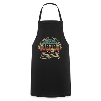Original 47th Anniversary Gift, December 1978 - Cooking Apron - black - Front - AI Model Male 185 dark (185cm)