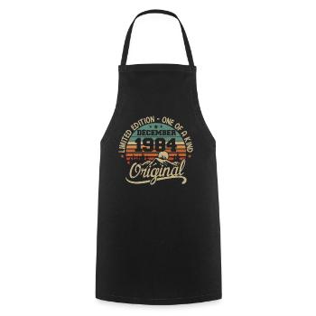 Original 41st Anniversary Gift, December 1984 - Cooking Apron - black - Front - AI Model Male 185 dark (185cm)