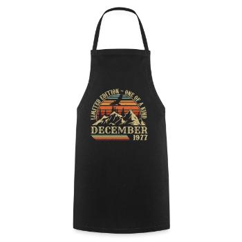 Vintage December 1977, Awesome since December 1977 - Cooking Apron - black - Front - AI Model Male 185 dark (185cm)