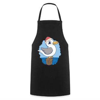maritime Santa Claus St. Nicholas Seagull Seagulls - Cooking Apron - black - Front - AI Model Male 185 dark (185cm)