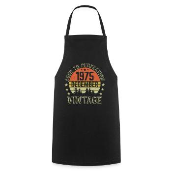 Retro Birthday Gift - Born In December 1975 - Cooking Apron - black - Front - AI Model Male 185 dark (185cm)