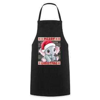 Eléphant Moche Noël Noël Doux - Tablier de cuisine - noir - Devant - AI Model Male 185 dark (185cm)