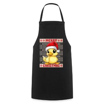 Ente Ugly Christmas Weihnachten Xmas Süß Niedlich - Kochschürze - Schwarz - Vorne - AI Model Male 185 dark (185cm)