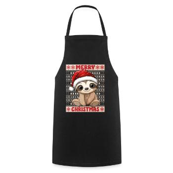 paresseux Noël Noël Noël mignon - Tablier de cuisine - noir - Devant - AI Model Male 185 dark (185cm)
