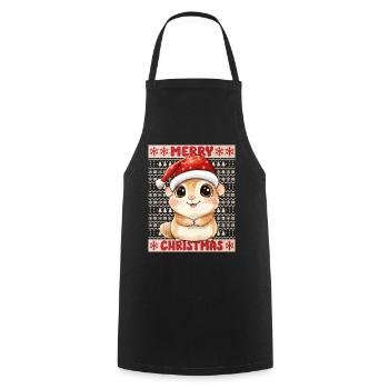 Hamster Moche Noël Noël Doux - Tablier de cuisine - noir - Devant - AI Model Male 185 dark (185cm)