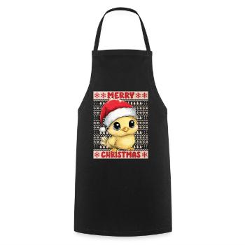 Poulet poussin moche Noël Noël mignon - Tablier de cuisine - noir - Devant - AI Model Male 185 dark (185cm)
