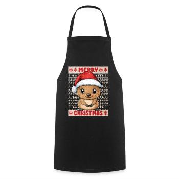 Quokka Noël laid Noël Noël doux - Tablier de cuisine - noir - Devant - AI Model Male 185 dark (185cm)