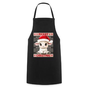 Mouton Agneau Moche Noël Noël Doux - Tablier de cuisine - noir - Devant - AI Model Male 185 dark (185cm)