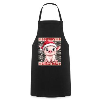Pig Sow Christmas Cute Cute Christmassy - Cooking Apron - black - Front - AI Model Male 185 dark (185cm)