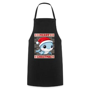 Baleine Bleu Baleine Moche Noël Noël Doux - Tablier de cuisine - noir - Devant - AI Model Male 185 dark (185cm)