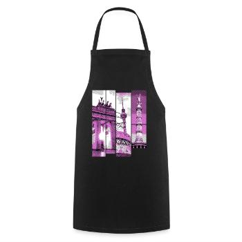 Berlin Skyline City Germany Collage Vintage - Cooking Apron - black - Front - AI Model Male 185 dark (185cm)