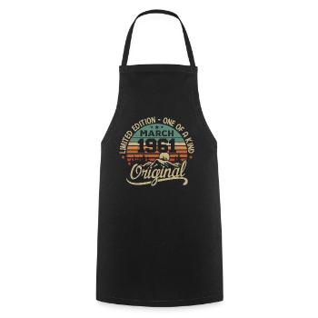 Original March 1961 Birthday Gift March 1961 - Cooking Apron - black - Front - AI Model Male 185 dark (185cm)