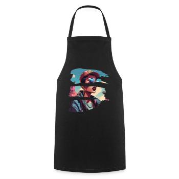 fille girlie sauvage punk freestyle amour peace style - Tablier de cuisine - noir - Devant - AI Model Male 185 dark (185cm)
