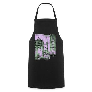 Berlin Skyline City Germany Collage Vintage - Cooking Apron - black - Front - AI Model Male 185 dark (185cm)