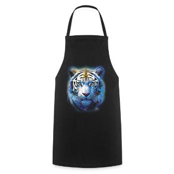 TIGRE BLEU TRIBAL NATURE ÈSPRIT NATURE - Tablier de cuisine - noir - Devant - AI Model Male 185 dark (185cm)