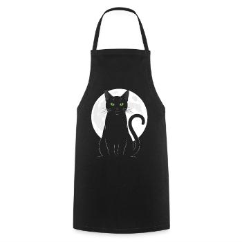 Schwarze Katze Vollmond mystisch für Katzenfans - Kochschürze - Schwarz - Vorne - AI Model Male 185 dark (185cm)