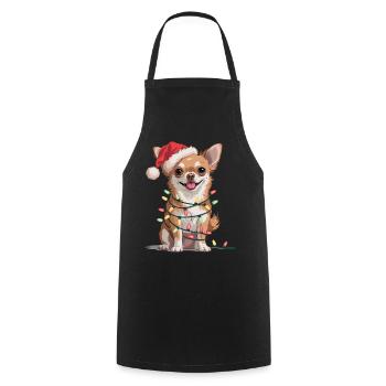 Festlicher Chihuahua mit Lichterkette - Kochschürze - Schwarz - Vorne - AI Model Male 185 dark (185cm)