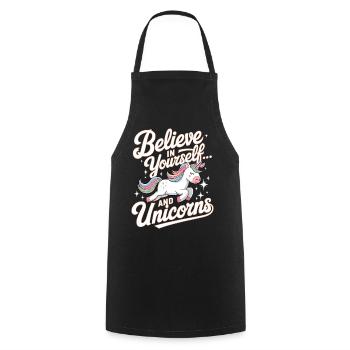 Inspirational Unicorn and Confidence Design - Cooking Apron - black - Front - AI Model Male 185 dark (185cm)