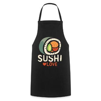 Sushi Love – Funny Foodie Heart Design - Cooking Apron - black - Front - AI Model Male 185 dark (185cm)