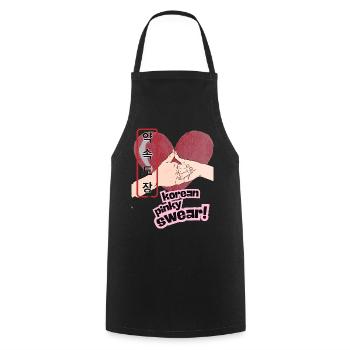 Korean Pinky Swear Promise – 약속도장 Design - Cooking Apron - black - Front - AI Model Male 185 dark (185cm)
