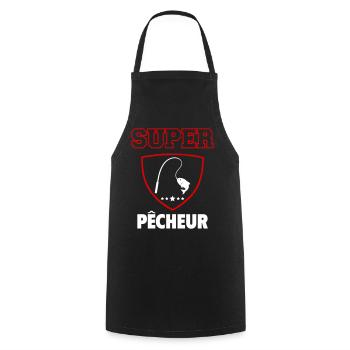 Super pêcheur, fête des pères, noël - Tablier de cuisine - noir - Devant - AI Model Male 185 dark (185cm)