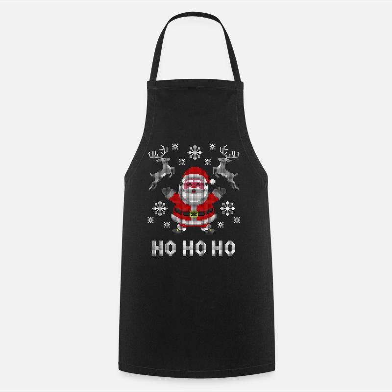 Pixel-Santa Rentier Schnee - Kochschürze - Schwarz