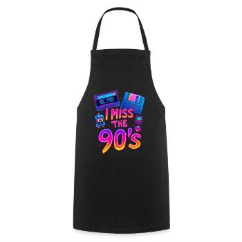 Ich vermisse die 90er – Neon-Retro-Nostalgie - Kochschürze - Schwarz - Vorne - AI Model Male 185 dark (185cm)