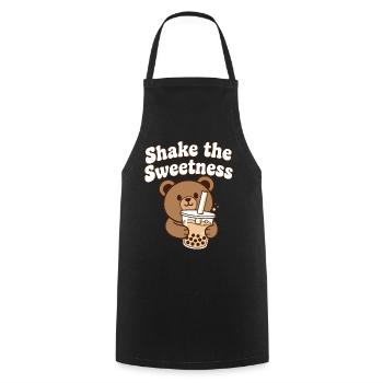 Kawaii Bear with Bubble Tea - Cooking Apron - black - Front - AI Model Male 185 dark (185cm)
