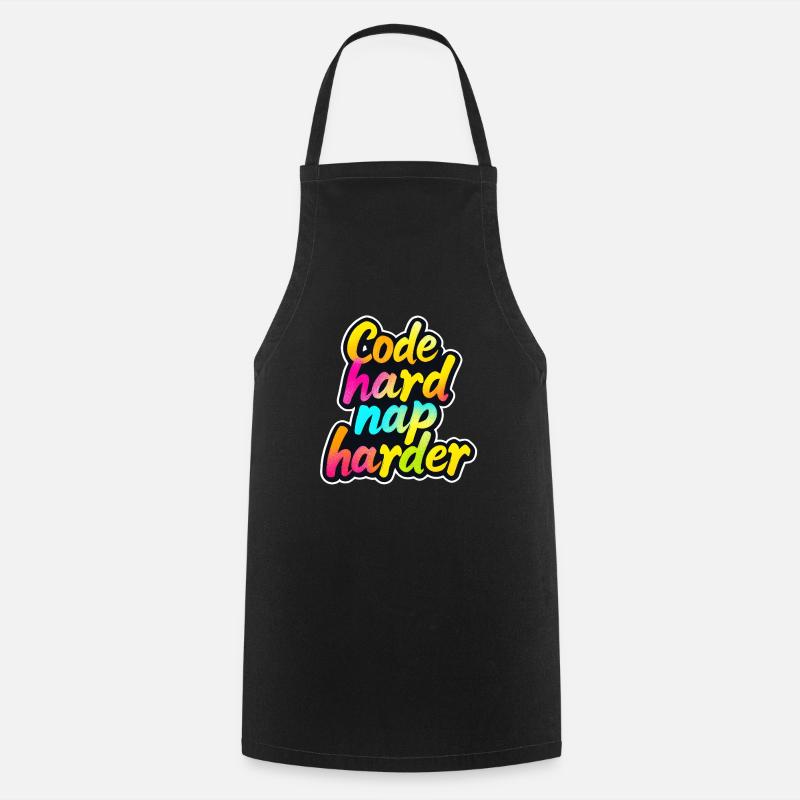 Code Hard Nap Harder Funny Programmer Tee - Tablier de cuisine - noir