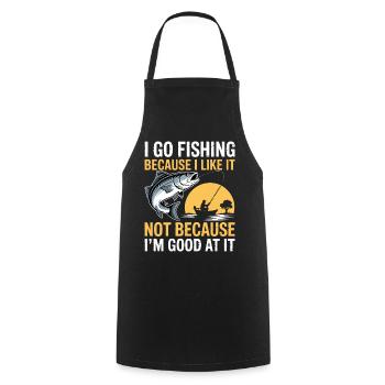 I Go Fishing Because I Like It - Cooking Apron - black - Front - AI Model Male 185 dark (185cm)