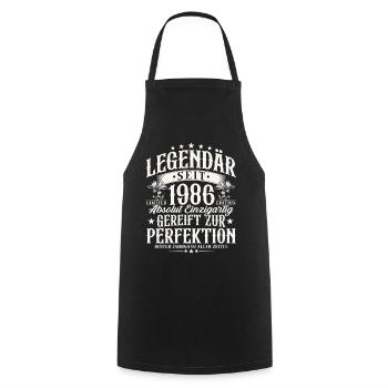 Légendaire depuis 1986 Cadeau d’anniversaire vintage - Tablier de cuisine - noir - Devant - AI Model Male 185 dark (185cm)