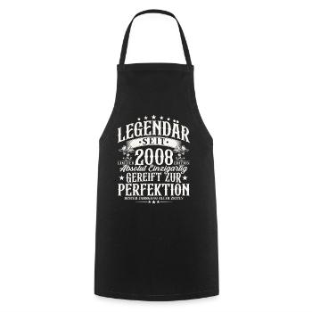Cadeau vintage 18 anniversaires vintage 2008 - Tablier de cuisine - noir - Devant - AI Model Male 185 dark (185cm)