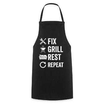 Fix Grill Rest Repeat Shirt Grilling Artisan - Cooking Apron - black - Front - AI Model Male 185 dark (185cm)