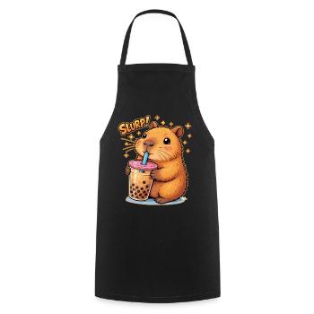 Capybara Bubble Tea - Kochschürze - Schwarz - Vorne - AI Model Male 185 dark (185cm)
