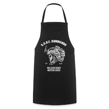 Sauf Kommando | Tactical Beer Skull - Kochschürze - Schwarz - Vorne - AI Model Male 185 dark (185cm)