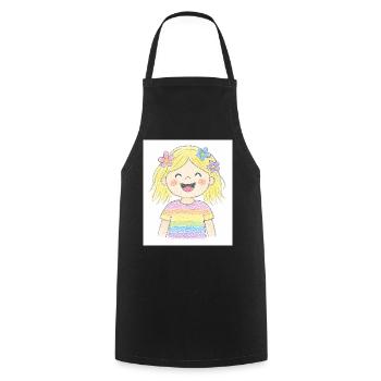 Cheerful girl laughs out loud - Cooking Apron - black - Front - AI Model Male 185 dark (185cm)