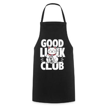 Good Luck Club Winkende Katze - Kochschürze - Schwarz - Vorne - AI Model Male 185 dark (185cm)