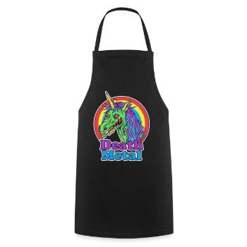 Death Metal – Zombie Einhorn Cartoon - Kochschürze - Schwarz - Vorne - AI Model Male 185 dark (185cm)