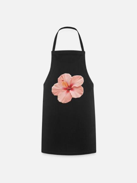 Hibiscus Peach - Cooking Apron - black