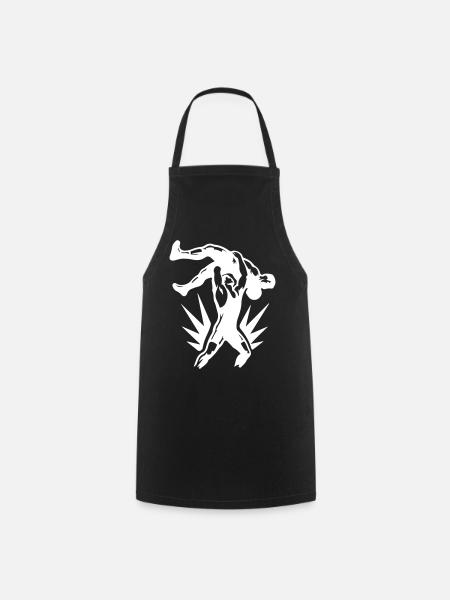 Wrestling Ringer Wurf Symbol Weiß - Kochschürze - Schwarz