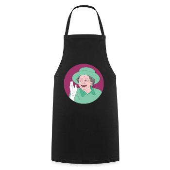 Retro Shirt Design der Queen Elisabeth II. - Kochschürze - Schwarz - Vorne - AI Model Male 185 dark (185cm)